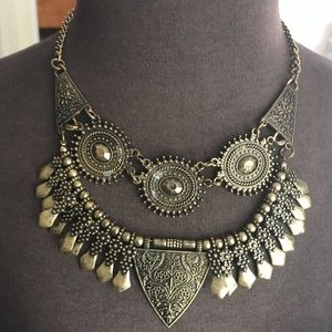 Brass Tone Aztec Necklace